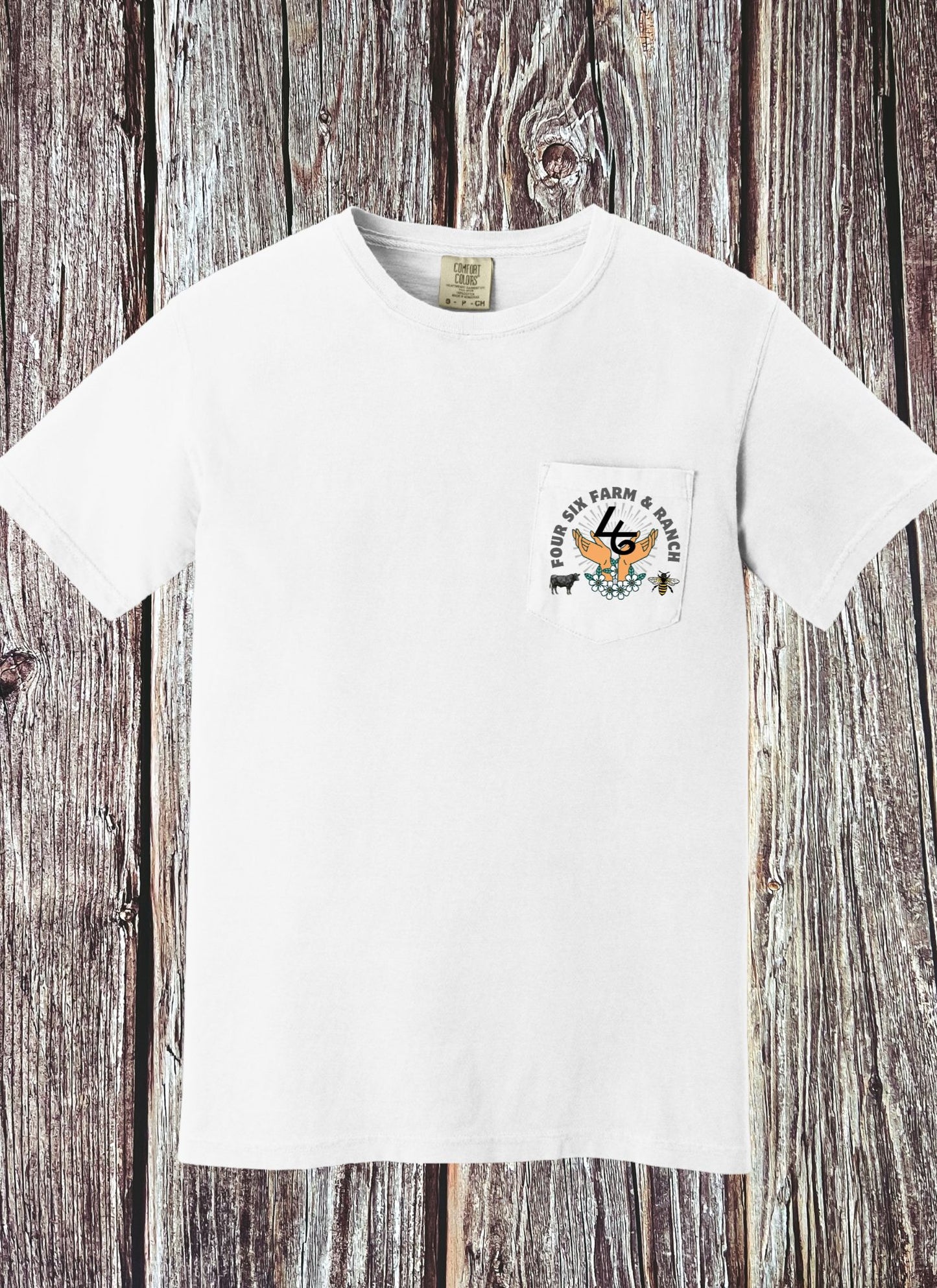 Support Local white pocket tee