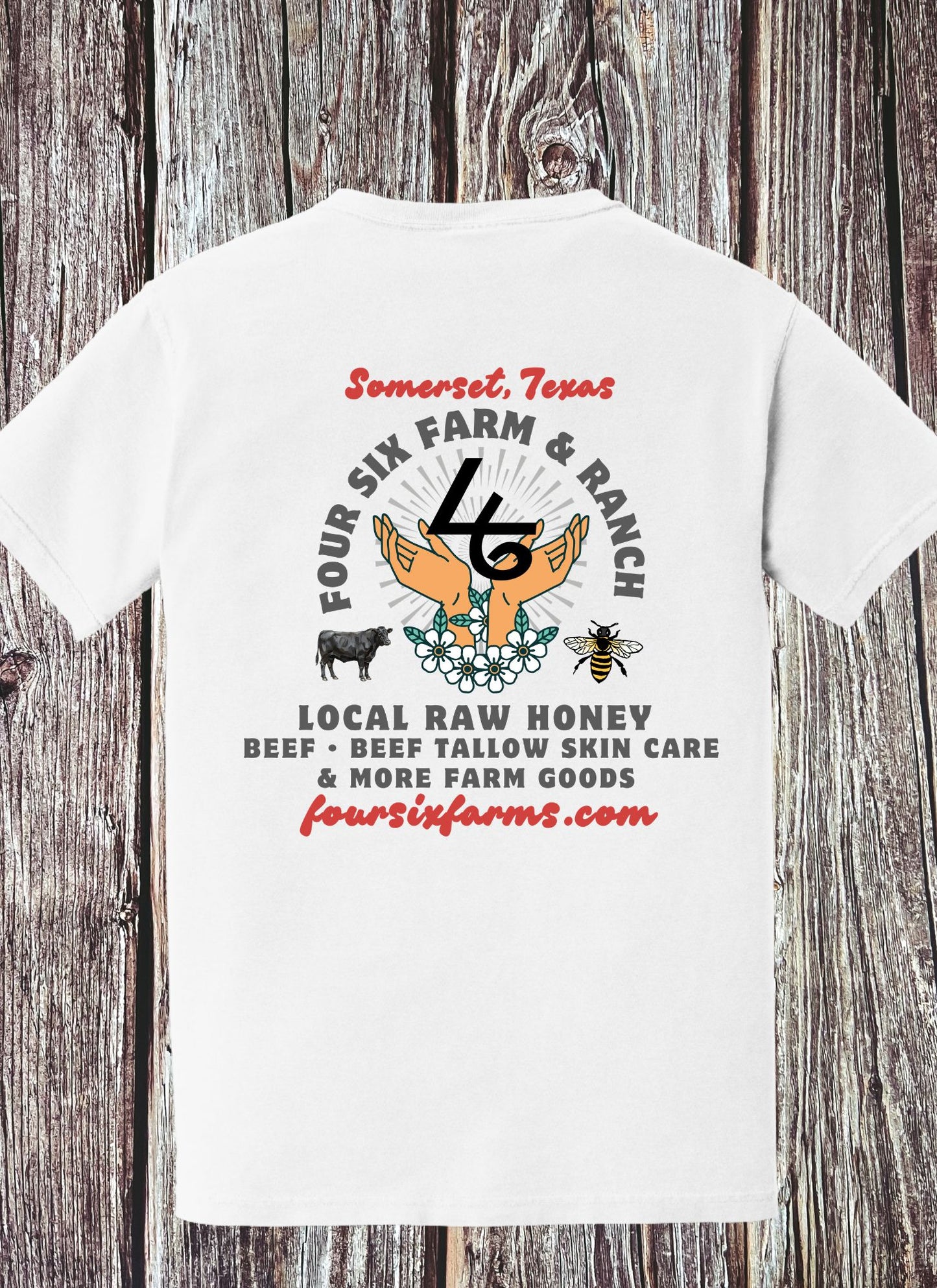 Support Local white pocket tee