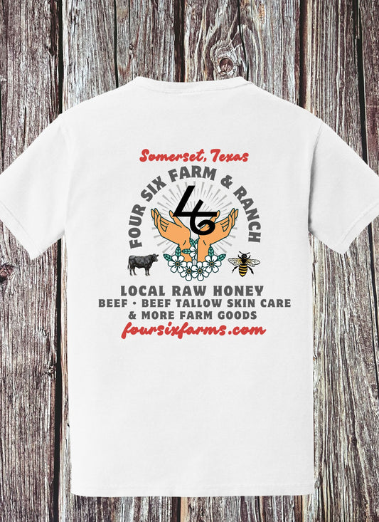 Support Local white pocket tee